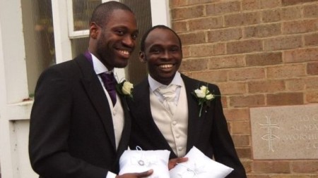 Sebastian Kola-Bankole (left) as best man at friend Alexander Ademokun’s wedding