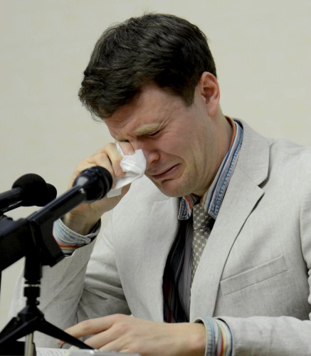 Warmbier sobbed and pleaded for his release at a government-arranged news conference in February