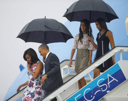 The First Family arriving in Cuba, the first time an American president has done so since 1928