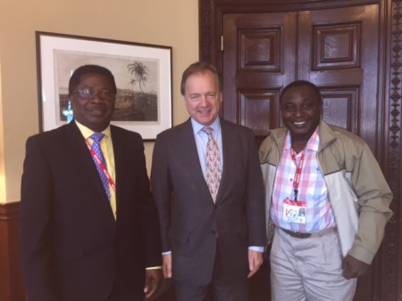From left: Mike Abiola Editor-in- Chief, African Voice, Rt. Hon. Hugo Swire MP Minister of State for the Commonwealth and Peter Olorunisomo News Editor, African Voice