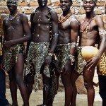 Acholi men clad in the wild animal skins