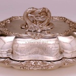 Silver entrÇe dish presented to Thomas Cole. Object lent by Charles Stuart Dudley Cole.