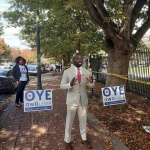 Fig 1- USA Congressman Dr Oye Owolewa infront of the Nigerian embassy in Washington in solidarity with EndSars Protest