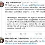 Figure 4 EndSars was one of President JJ Rawling last tweet conversations with Prof Imafidon