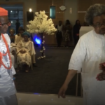 Bride, Dr Anne-Marie Imafidon MBE and Father, Professor Chris Imafidon