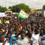 Coup supporters stage a demonstration in Niger