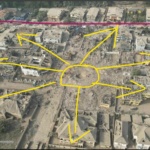 Fig 1 – Post Explosion Aerial show the epicentre of quake