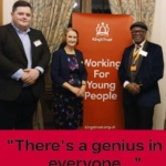 Figure 1 -Dame Nia Griffith flanked by Professor Chris Imafidon and participant of the Kings Trust