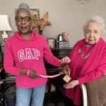 Iyamide and Lauretta in pink